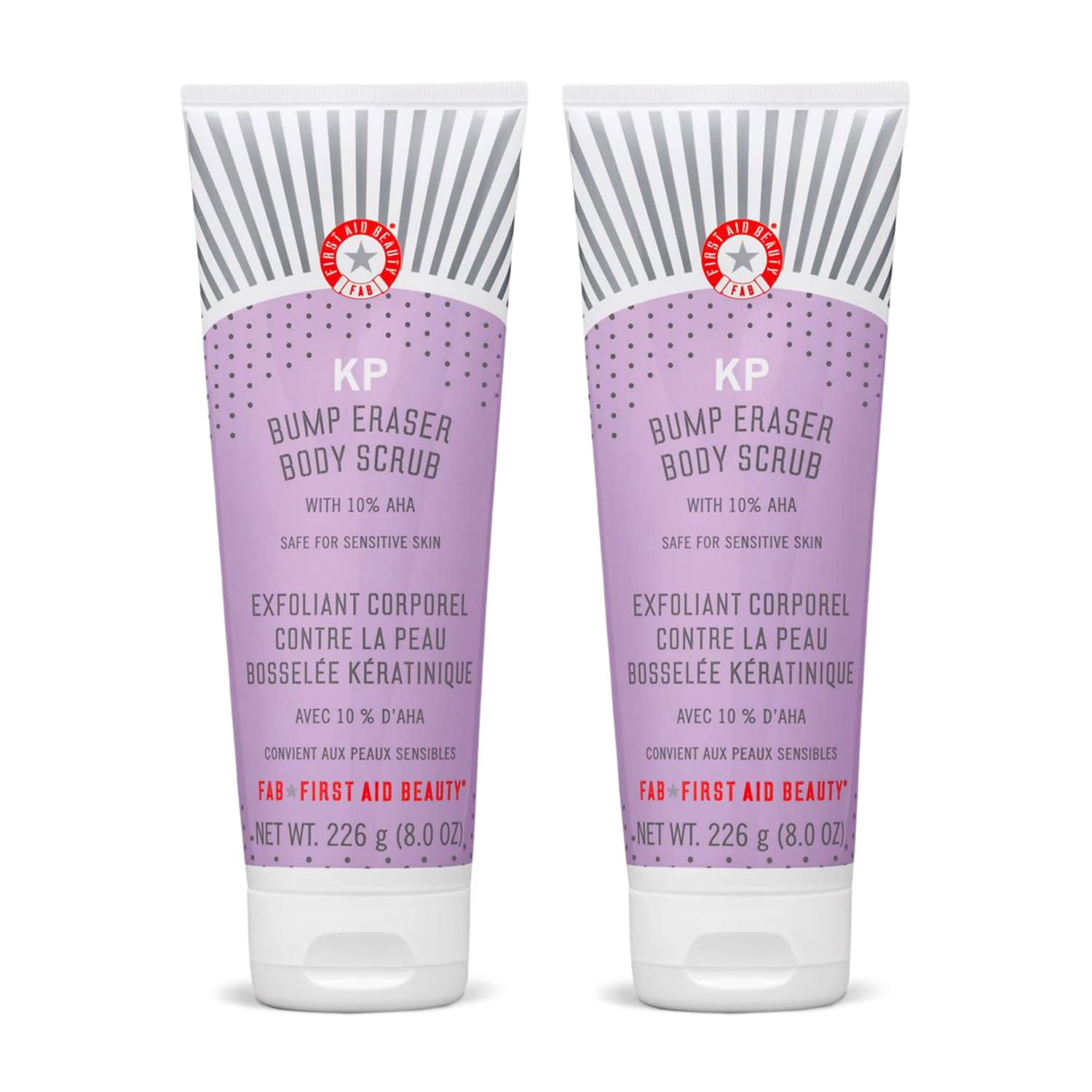 First Aid Beauty KP Bump Eraser Body Scrub Exfoliant for Keratosis Pilaris with 10% AHA Ð 2 8oz Tubes, 16 oz Total