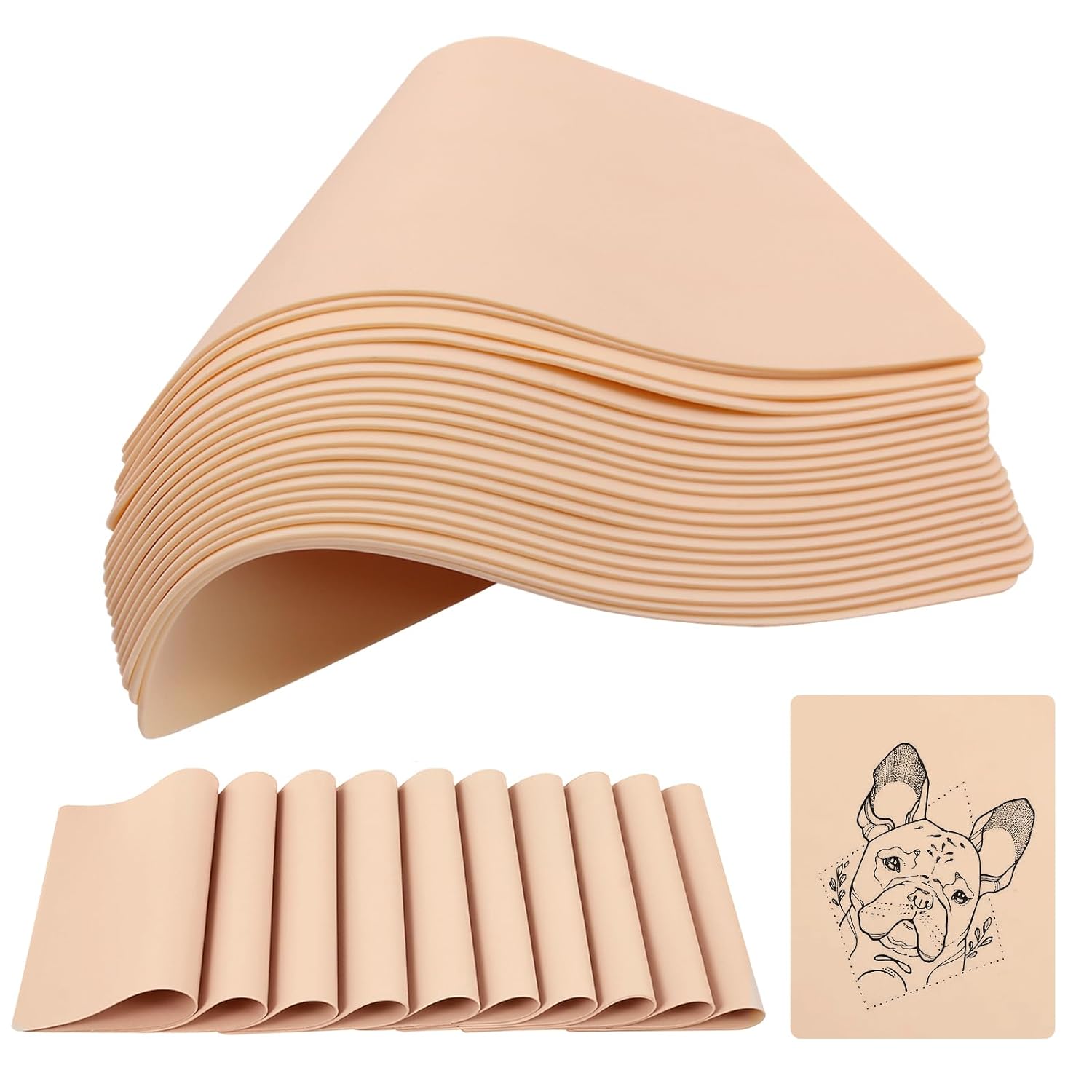 Blank Tattoo Practice Skin - Jconly 30Pcs Double Sides Fake Skin Tattoo Skin for Practicing, 8_6 in Soft Practice Skin for Beginners and Experienced Tattoo ArtistsÉ