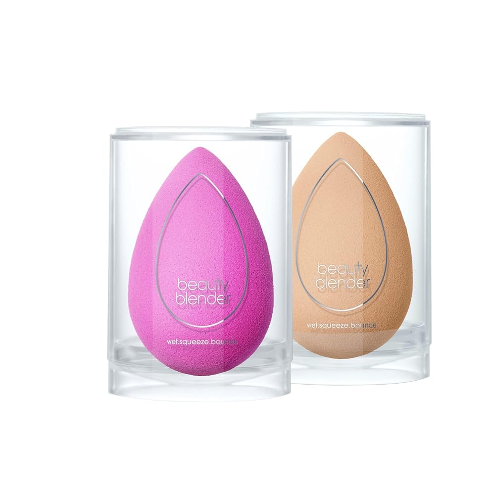 BEAUTYBLENDER Original Pink and Nude Blender, Makeup Sponges for Blending Liquid Foundations, Powders & Creams. Flawless, Professional Streak Free Application, Vegan, Cruelty Free and Made in The USA