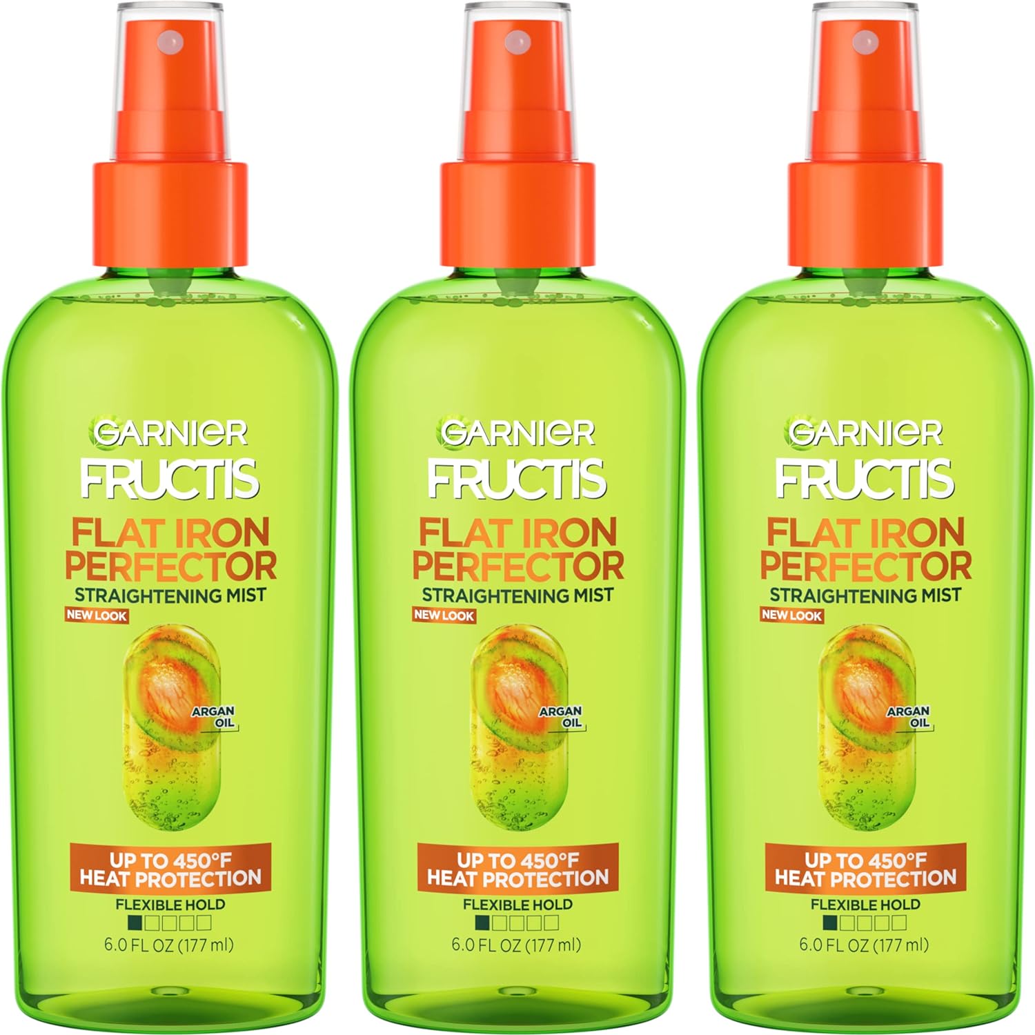 Garnier Fructis Style Flat Iron Perfector Straightening Mist for Heat Protection, Argan Oil, 6.0 Fl Oz, 3 Count (Packaging May Vary)