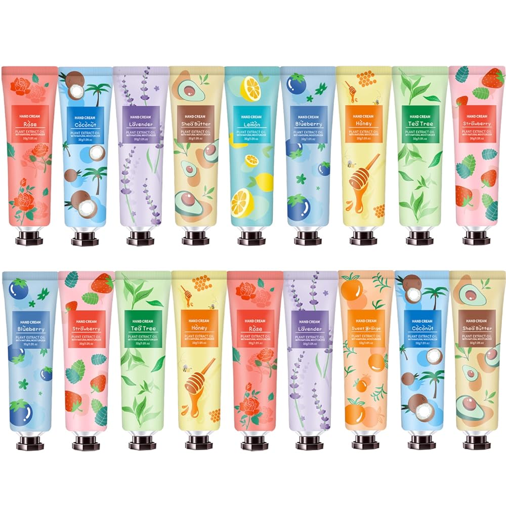 18 Pack Hand Cream for Dry Cracked Hands, Mothers Day Gifts Set,Deeply Moisturizing Hand Lotion with Shea Butter Vitamin E for Work,Mini Travel Size Moisturizer Gift Set for Women,Grandma