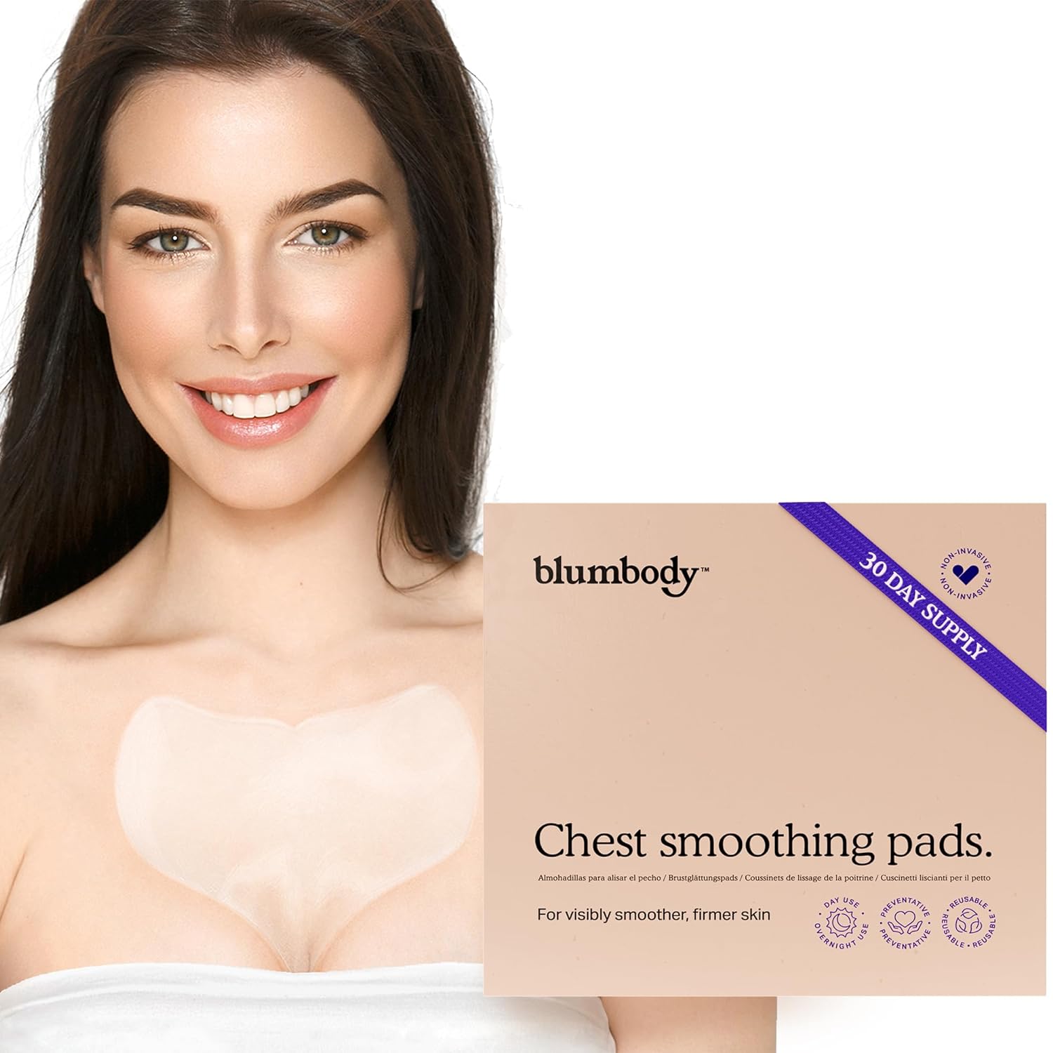 Chest Wrinkle Pads - Silicone Anti Wrinkle Patches for Wrinkles Smoothing - Reusable Overnight Silicone Wrinkle Patches - Anti Aging Silicone Chest Pad & Patch - Neck & DŽcolletŽ (1-mo Supply)