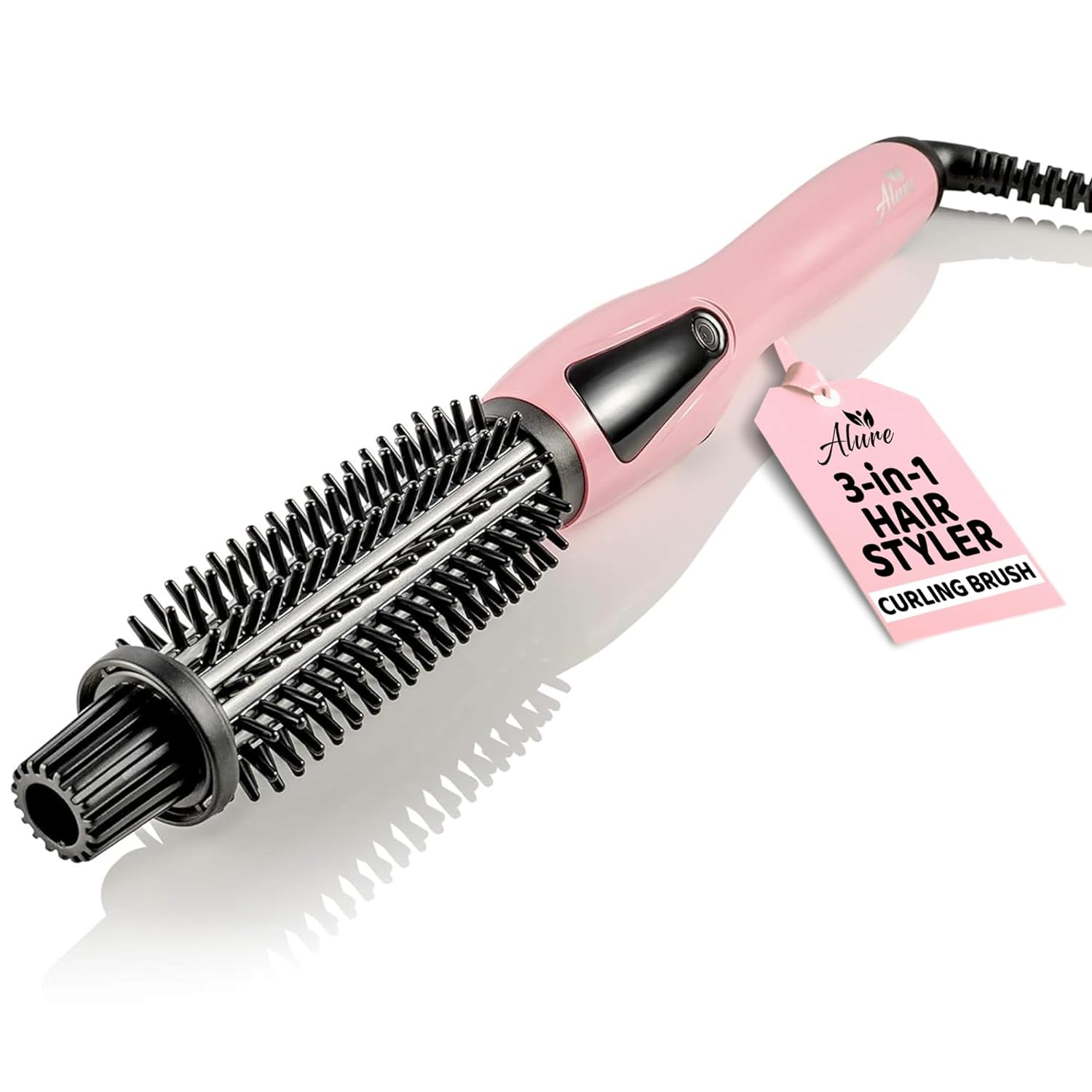 Heated Styling/Curling/Straightening Iron Brush | 3-in-1 Hair Multi-Styler 1 inch Ionic Hair Curler/Straightener | Anti-Scald Nylon Bristles | Anti-Frizz Electric Curl Wand for All Hair Types