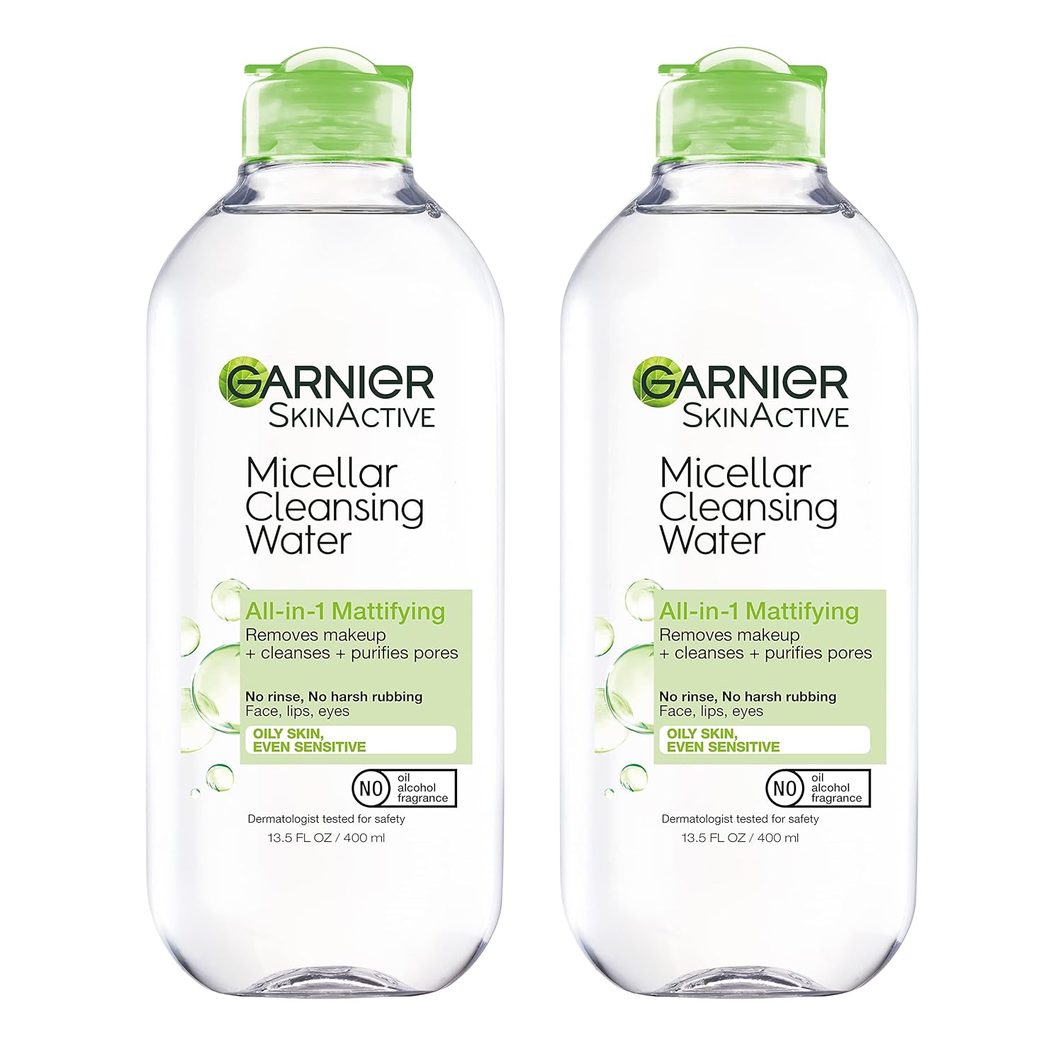 Garnier Micellar Water for Oily Skin, Facial Cleanser & Makeup Remover, 13.5 Fl Oz (400mL) 2 Count (Packaging May Vary)