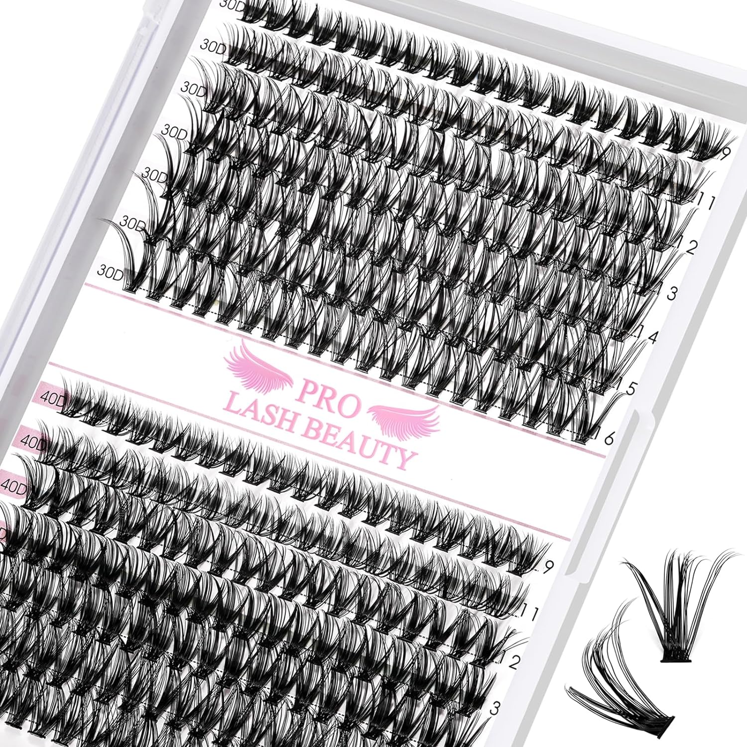 280 Pcs Individual Lashes 30D+40D Mixed Lash Clusters 14 Rows that Look Like Eyelash Extensions DIY Lash Extension Self Application At Home (30+40-D-9-16mix)