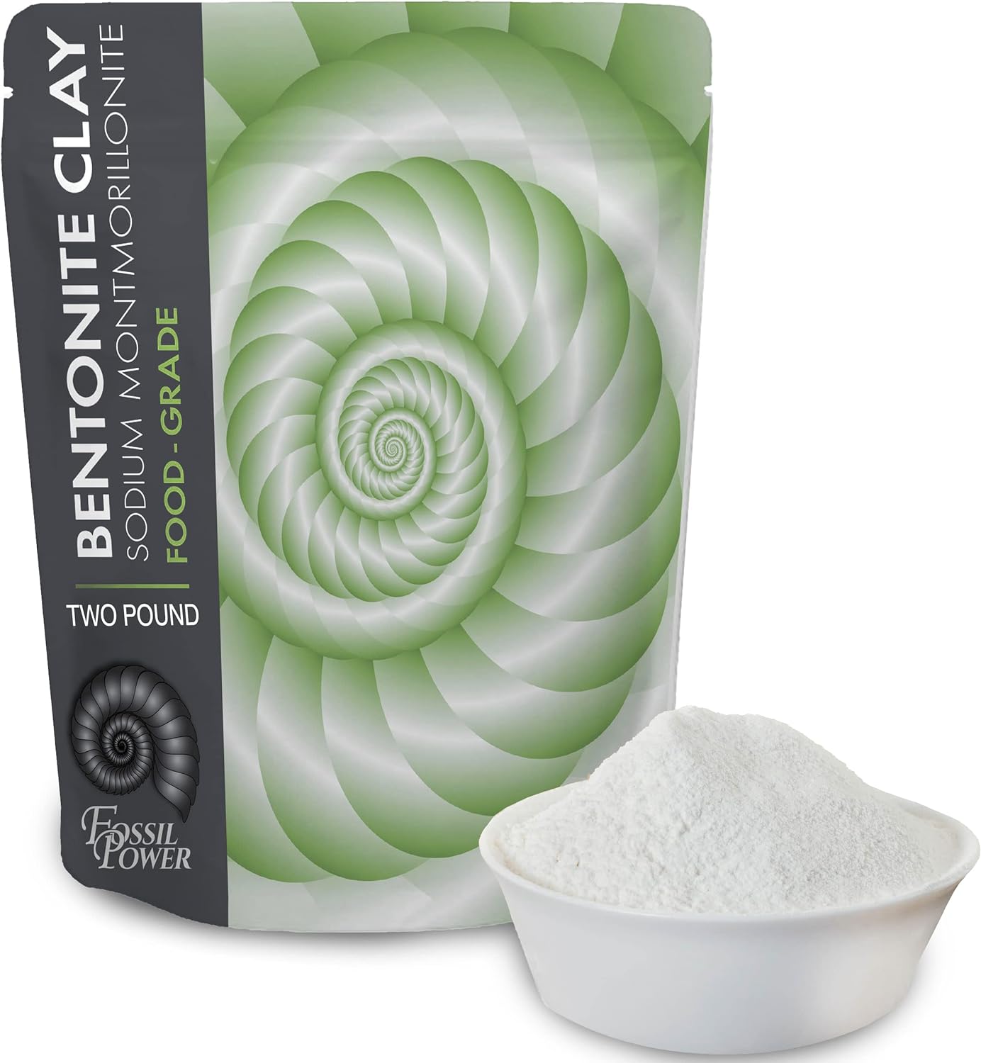 FOSSIL POWER Bentonite Clay Food Grade Powder 2 LB - Pure & Natural for Toothpaste, Detox, and More - Heal Damaged Skin - DIY Clay Face Treatment