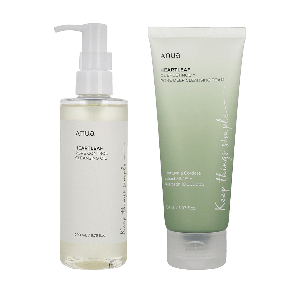 Anua Cleansing SET (Heartleaf Cleansing Oil+Heartleaf Quercetinol Foam) - DODOSKIN